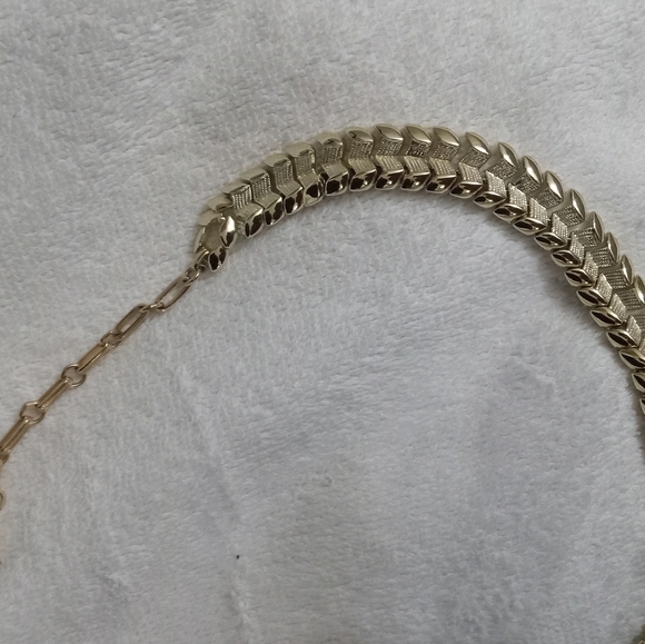 ∆• Coro Signed Dragon Spine Choker Collar Necklace -Gold & Silver - Picture 3 of 7